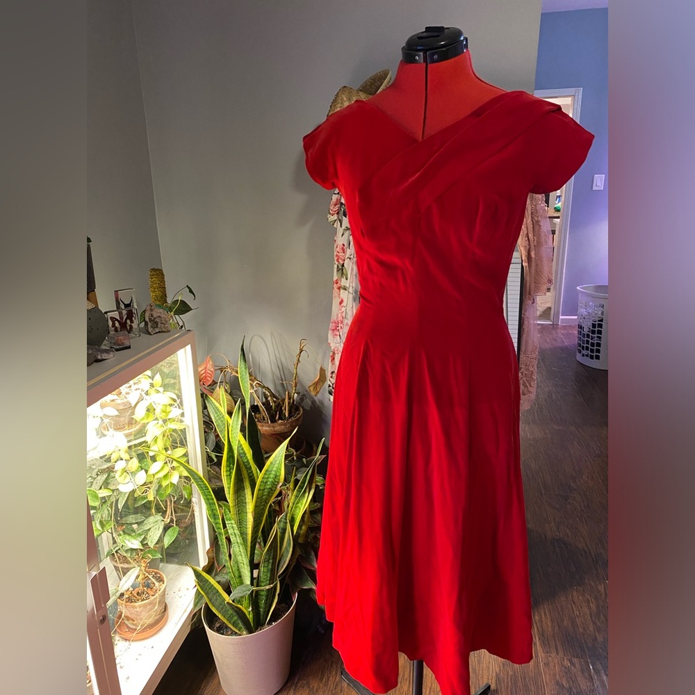 Vintage 50s Red Velvet Formal Dress